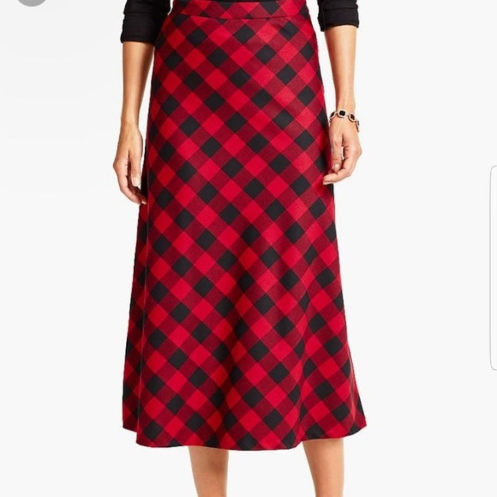 🔴💎Talbots Buffalo Check Wool Midi Skirt